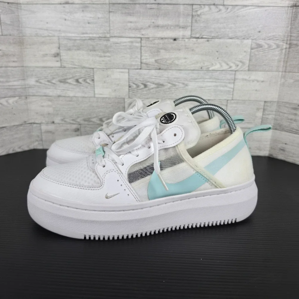 Nike Vandalised LX White Light Blue Platform Sneakers CW6536-100 Womens 9.5
